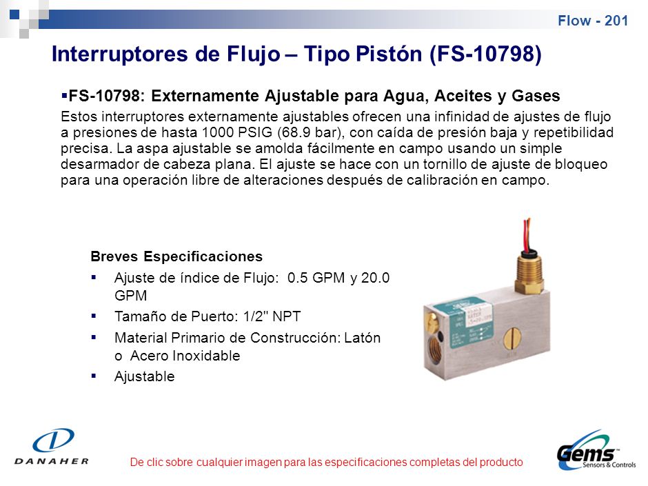 Interruptores de Flujo – de Pasador o Tipo Bola (FS-200)