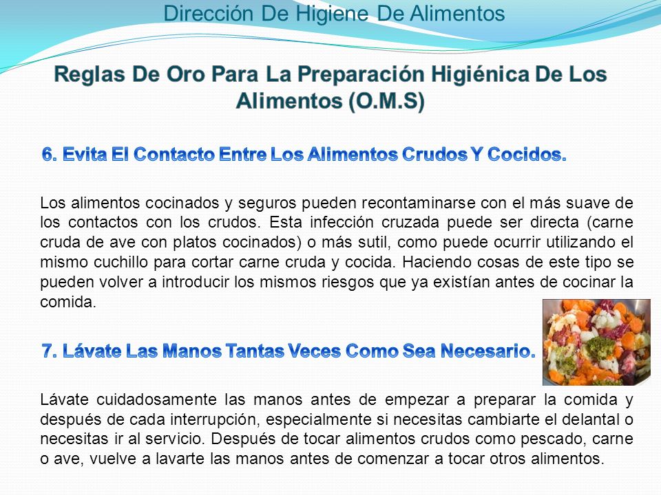 Reglas De Oro Para La Preparación Higiénica De Los Alimentos (O.M.S)
