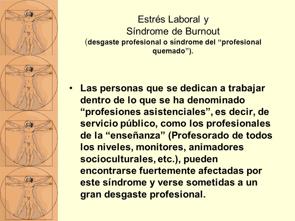 Estrés Laboral y Síndrome de Burnout (desgaste profesional o síndrome del profesional quemado ).