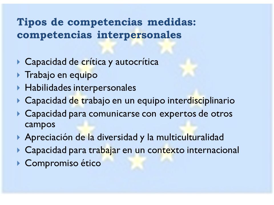 Tipos de competencias medidas: competencias interpersonales