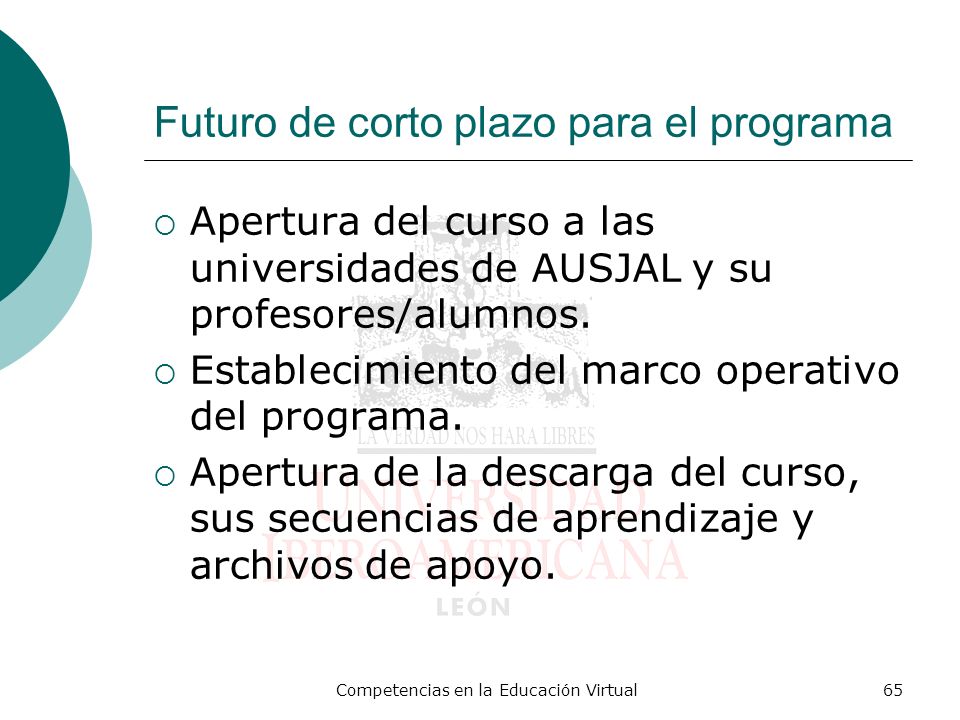 Futuro de corto plazo para el programa