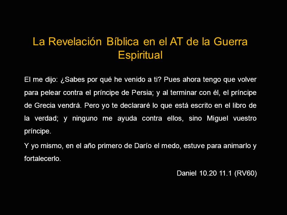 La Revelación Bíblica en el AT de la Guerra Espiritual