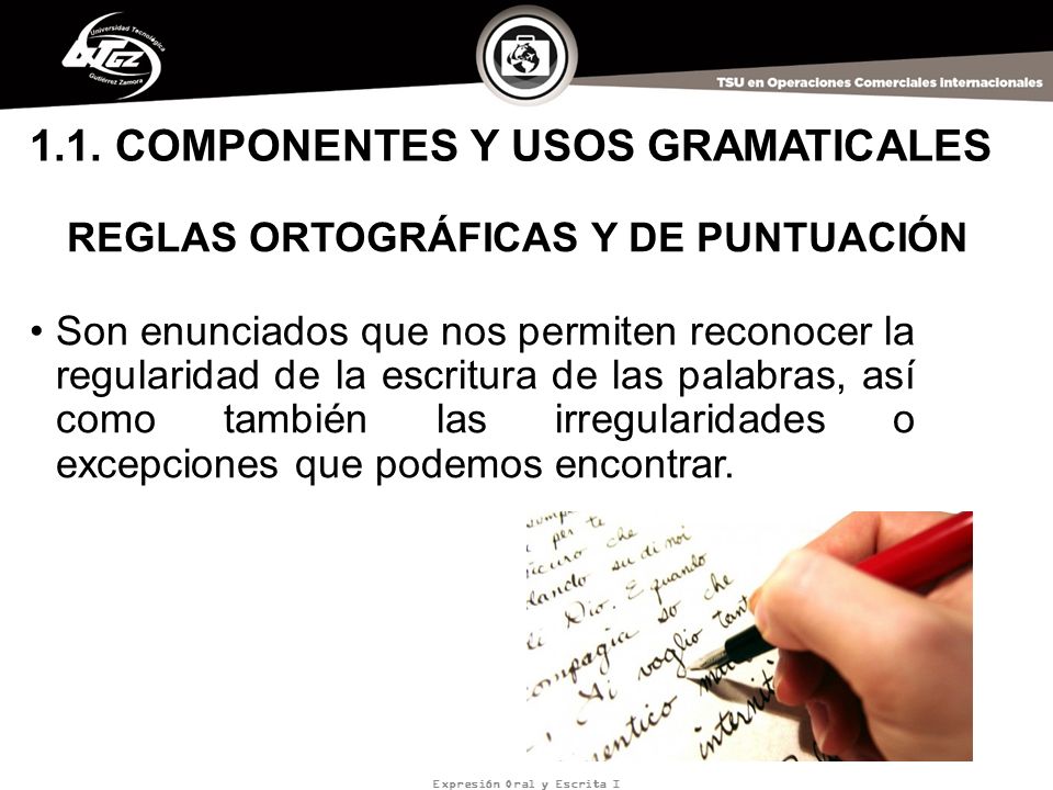 1.1. COMPONENTES Y USOS GRAMATICALES