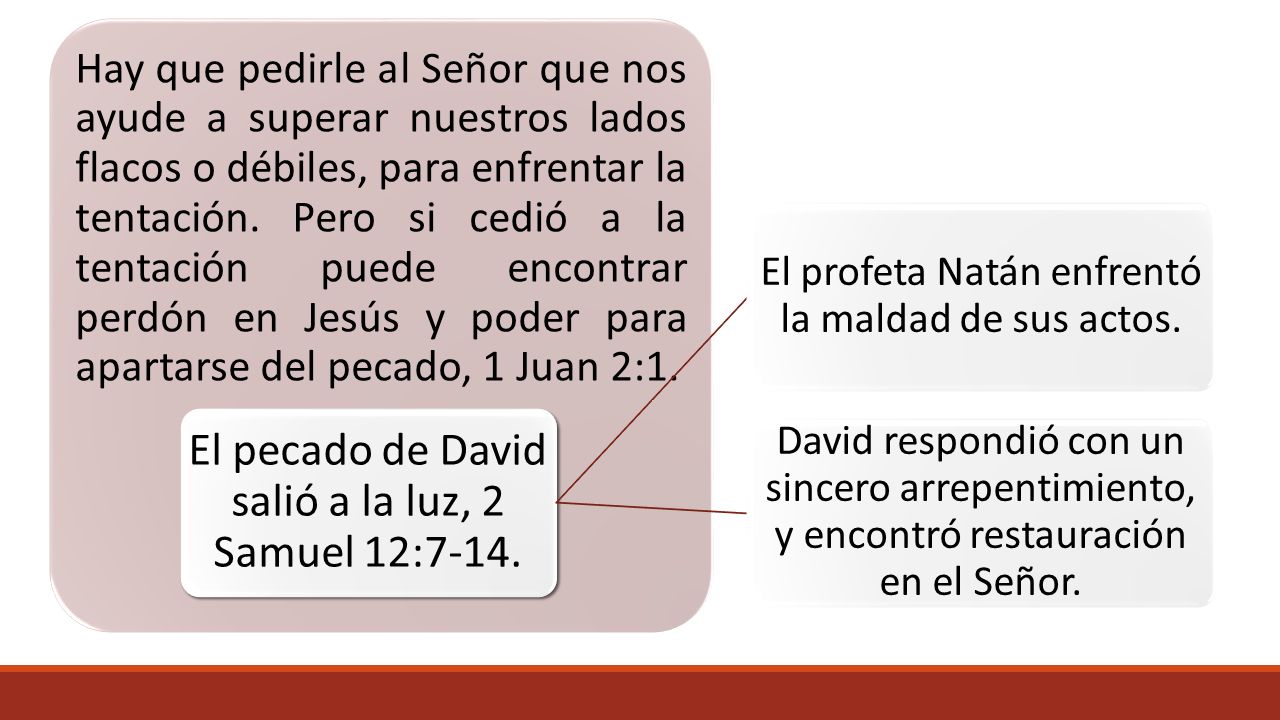 El pecado de David salió a la luz, 2 Samuel 12:7-14.