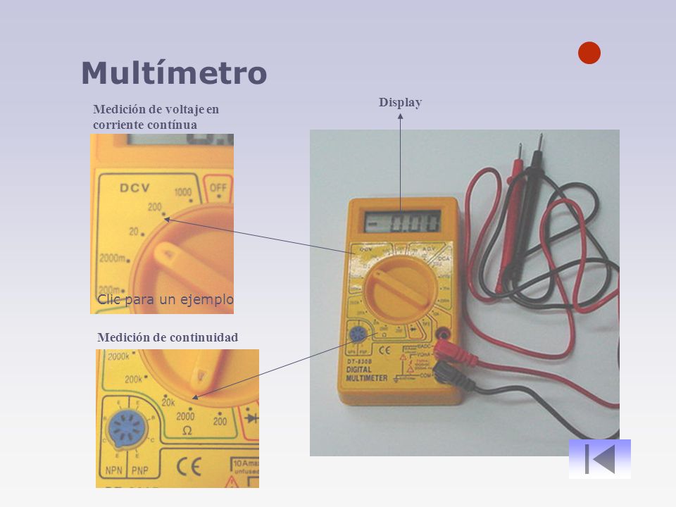 Multímetro Display Medición de voltaje en corriente contínua