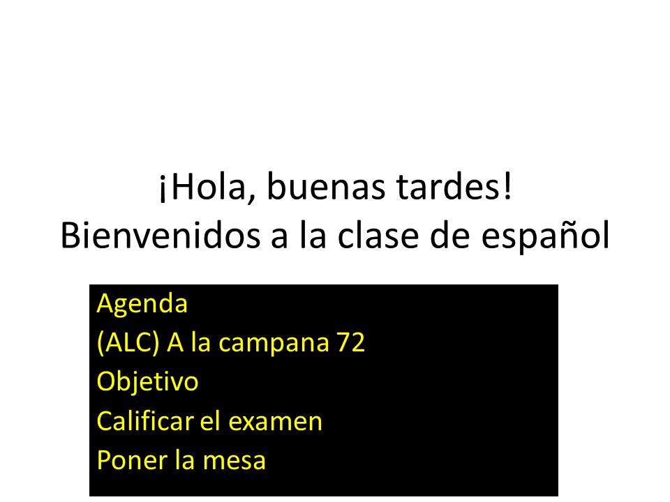 ¡Hola, buenas tardes! Bienvenidos a la clase de español
