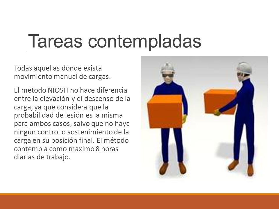Tareas contempladas Todas aquellas donde exista movimiento manual de cargas.