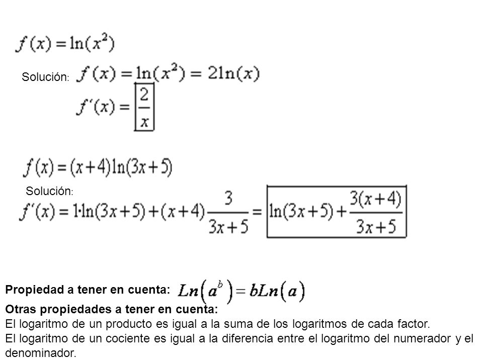 Solución: Solución: Propiedad a tener en cuenta: Otras propiedades a tener en cuenta: