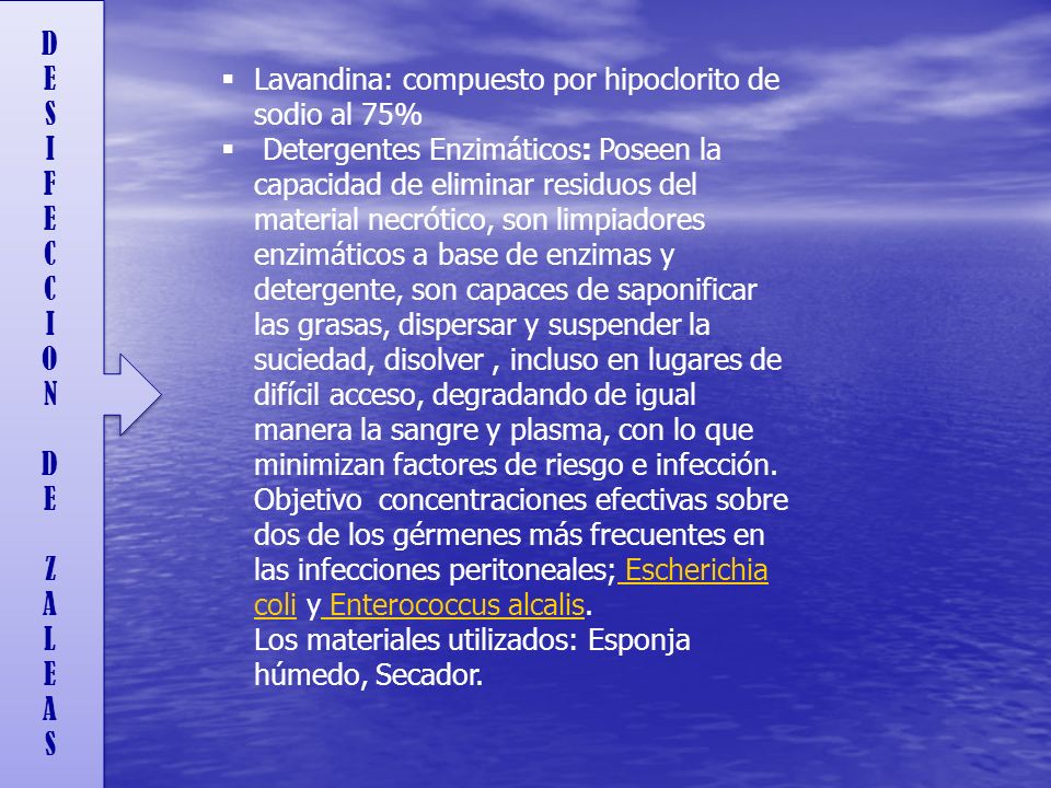 Lavandina: compuesto por hipoclorito de sodio al 75%