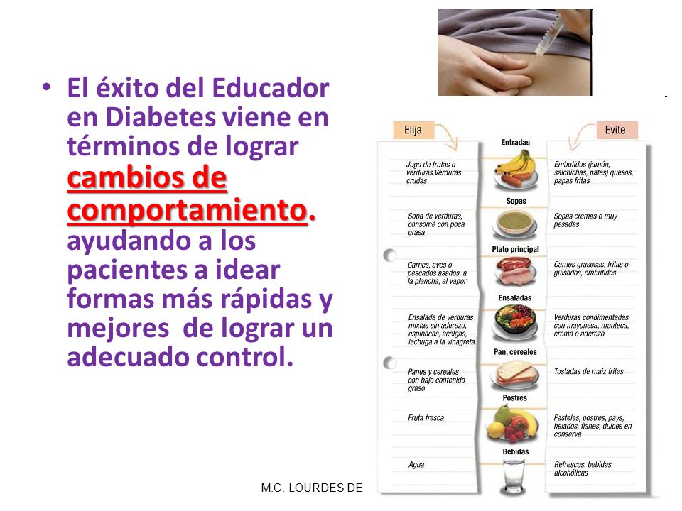 El éxito del Educador en Diabetes viene en términos de lograr cambios de comportamiento. ayudando a los pacientes a idear formas más rápidas y mejores de lograr un adecuado control.