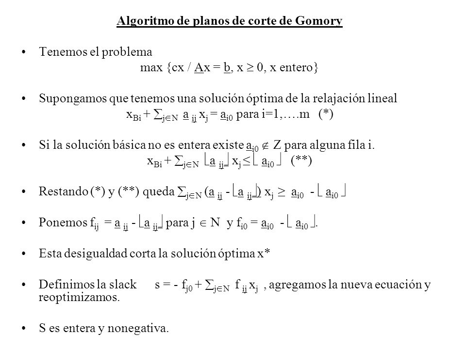 Algoritmo de planos de corte de Gomory