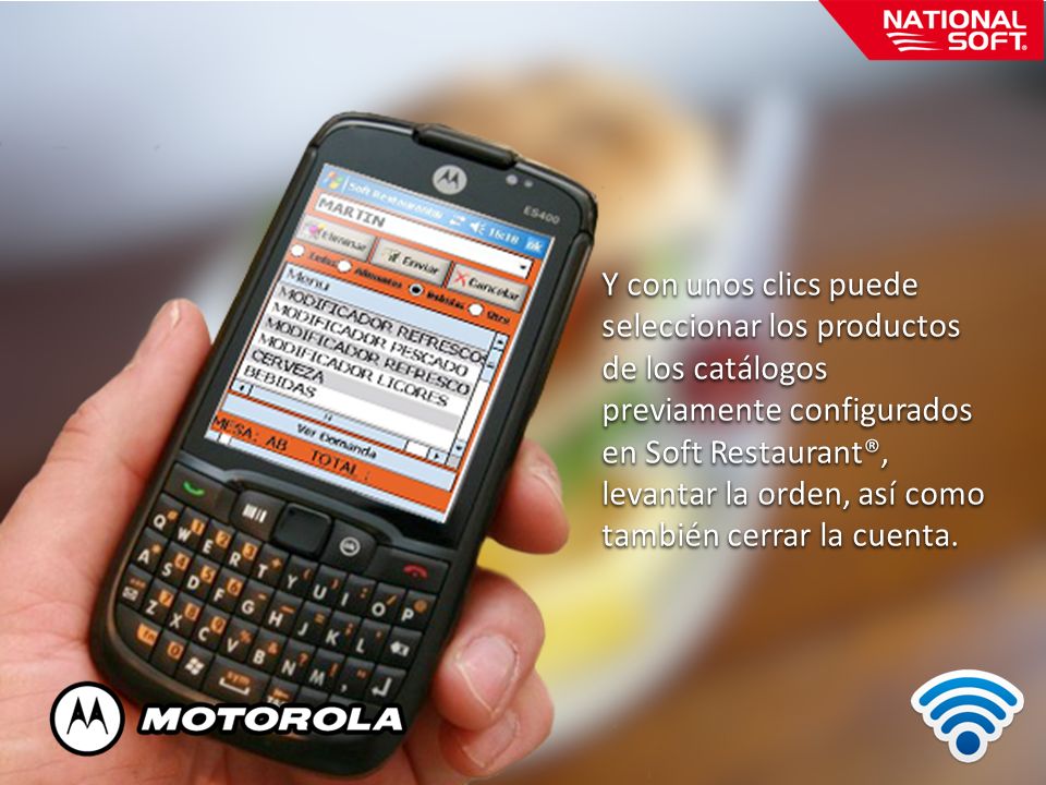Y con unos clics puede seleccionar los productos de los catálogos previamente configurados en Soft Restaurant®, levantar la orden, así como también cerrar la cuenta.
