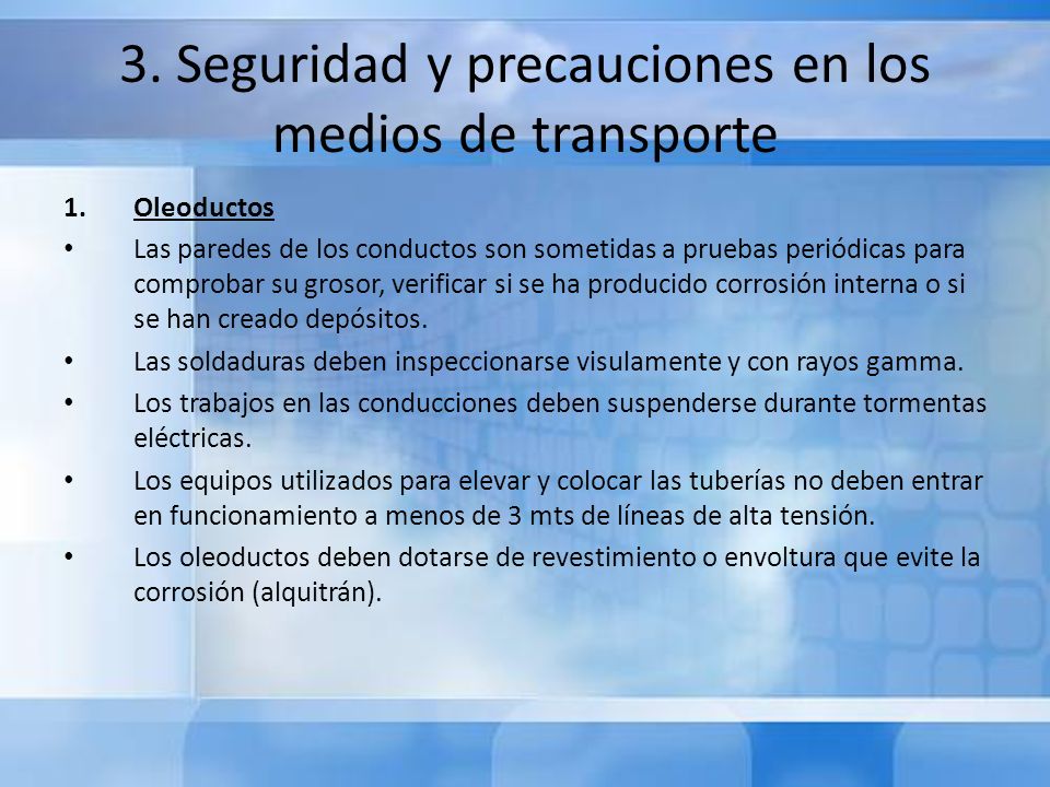 3. Seguridad y precauciones en los medios de transporte