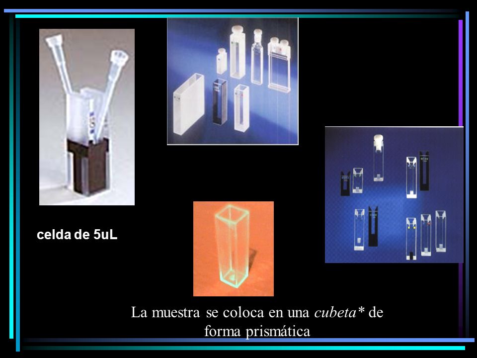La muestra se coloca en una cubeta* de forma prismática