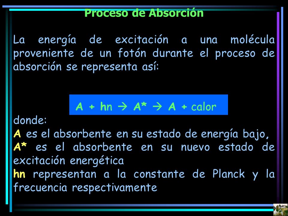 A es el absorbente en su estado de energía bajo,
