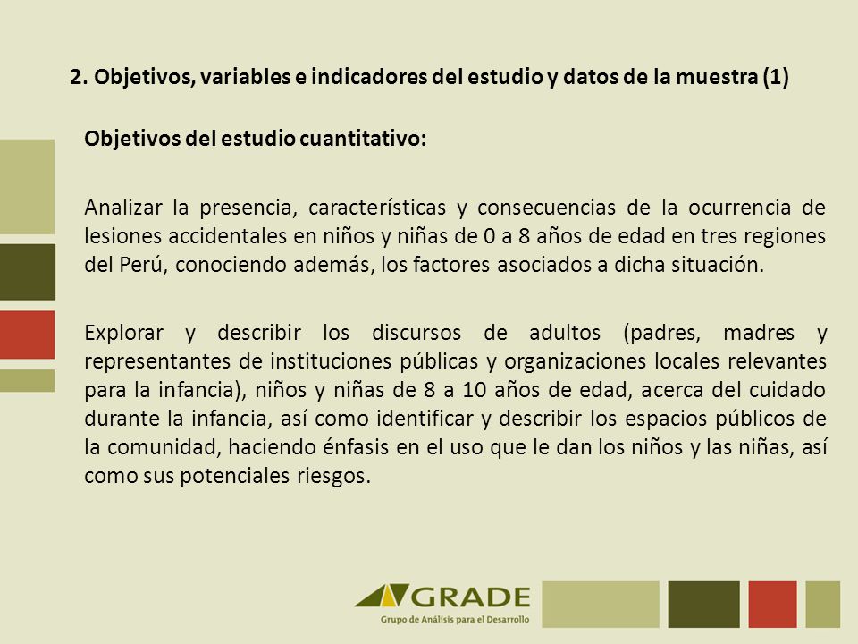2. Objetivos, variables e indicadores del estudio y datos de la muestra (1)