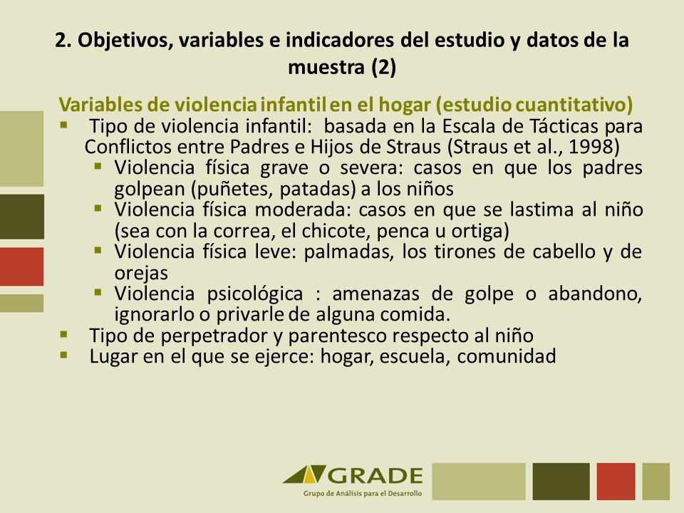 2. Objetivos, variables e indicadores del estudio y datos de la muestra (2)