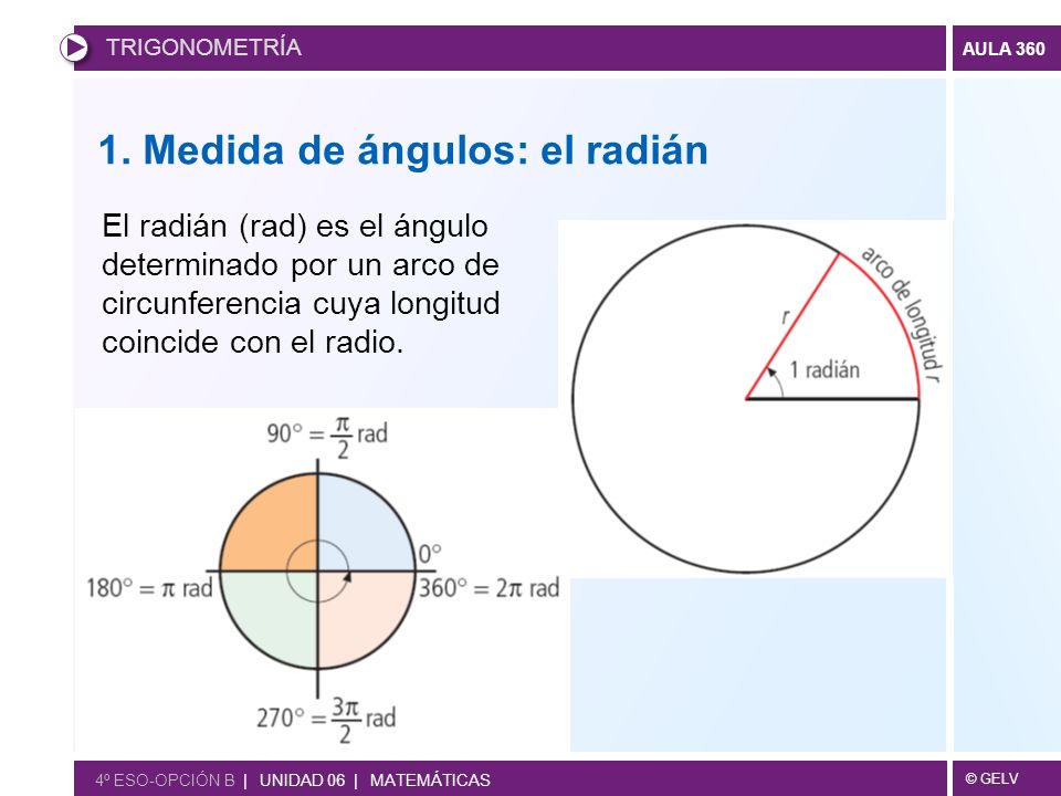 Para llevar Bandido apuntalar Trigonometría 1. Medida de ángulos: el radián - ppt descargar