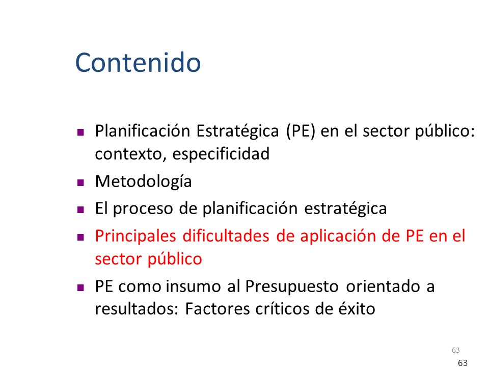Contenido Planificación Estratégica (PE) en el sector público: contexto, especificidad. Metodología.