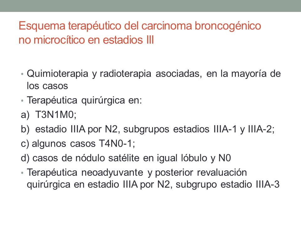 Esquema terapéutico del carcinoma broncogénico no microcítico en estadios III