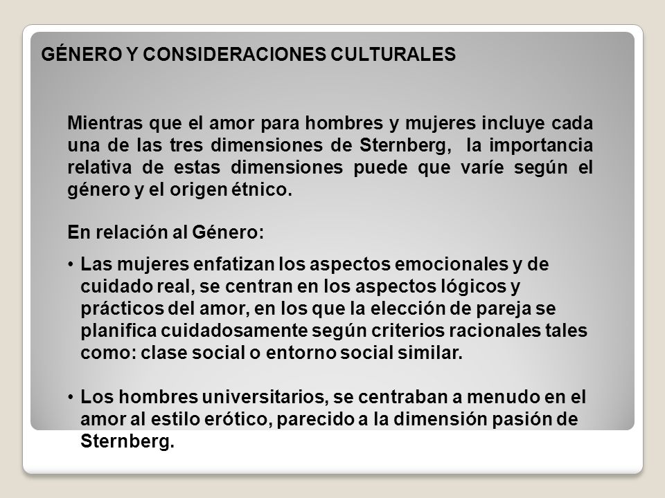 GÉNERO Y CONSIDERACIONES CULTURALES