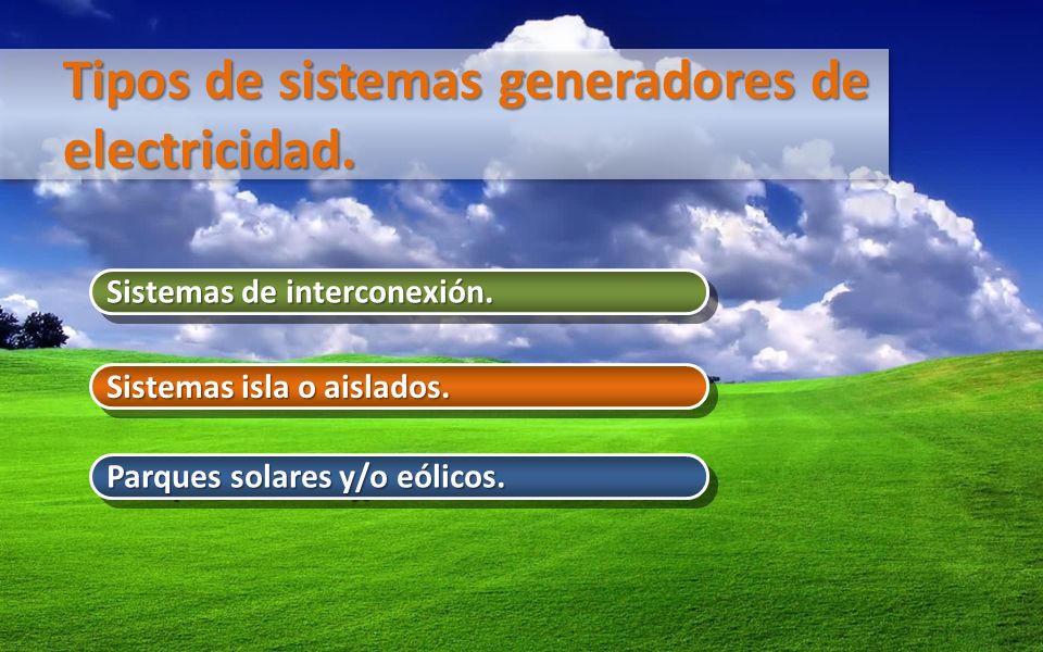 Tipos de sistemas generadores de electricidad.
