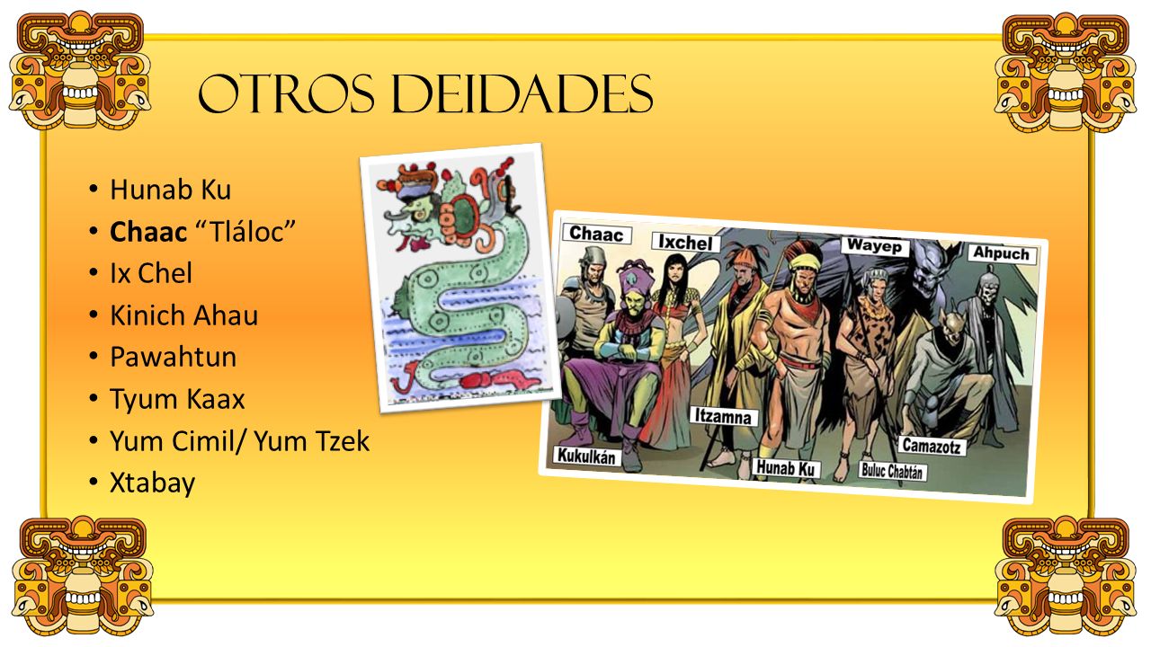 Otros Deidades Hunab Ku Chaac Tláloc Ix Chel Kinich Ahau Pawahtun