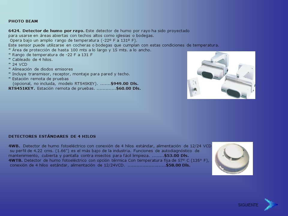 PHOTO BEAM Detector de humo por rayo. Este detector de humo por rayo ha sido proyectado.