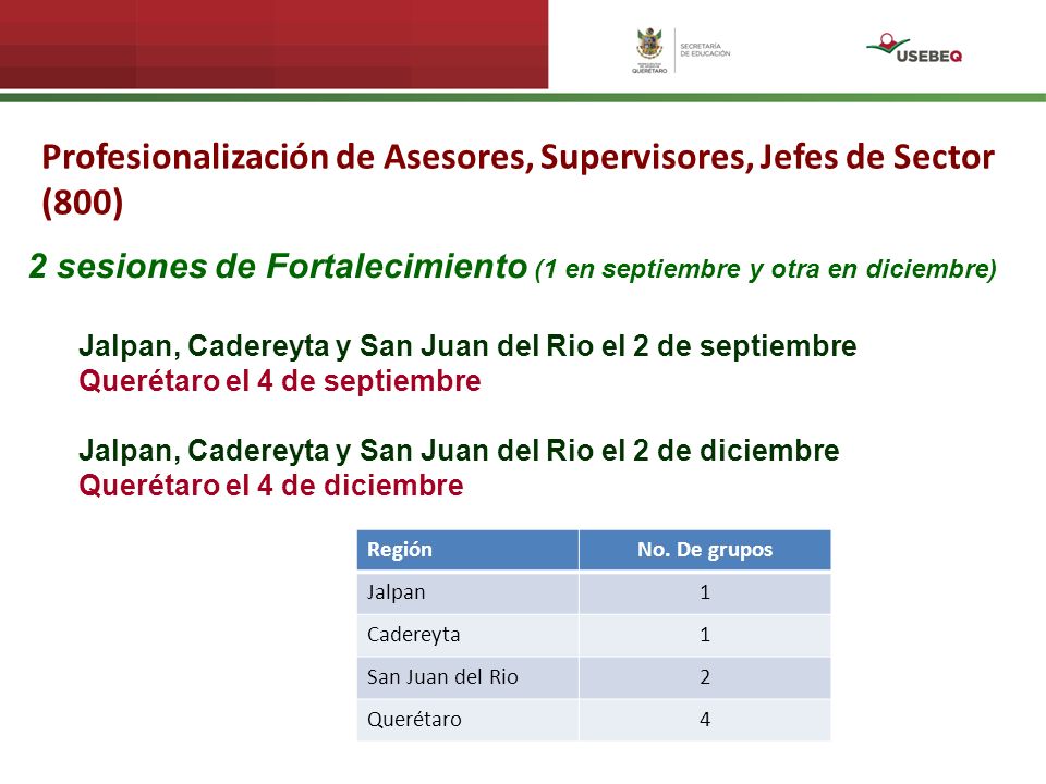 Profesionalización de Asesores, Supervisores, Jefes de Sector (800)
