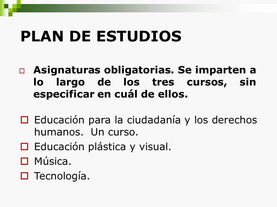 PLAN DE ESTUDIOS Asignaturas obligatorias. Se imparten a lo largo de los tres cursos, sin especificar en cuál de ellos.