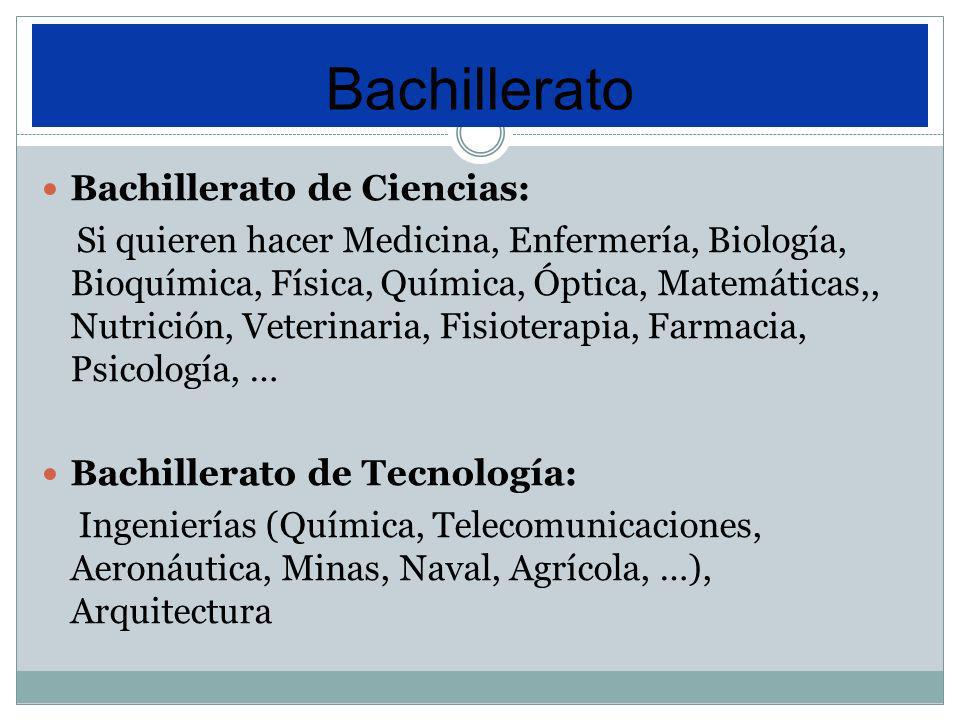 Bachillerato Bachillerato de Ciencias: