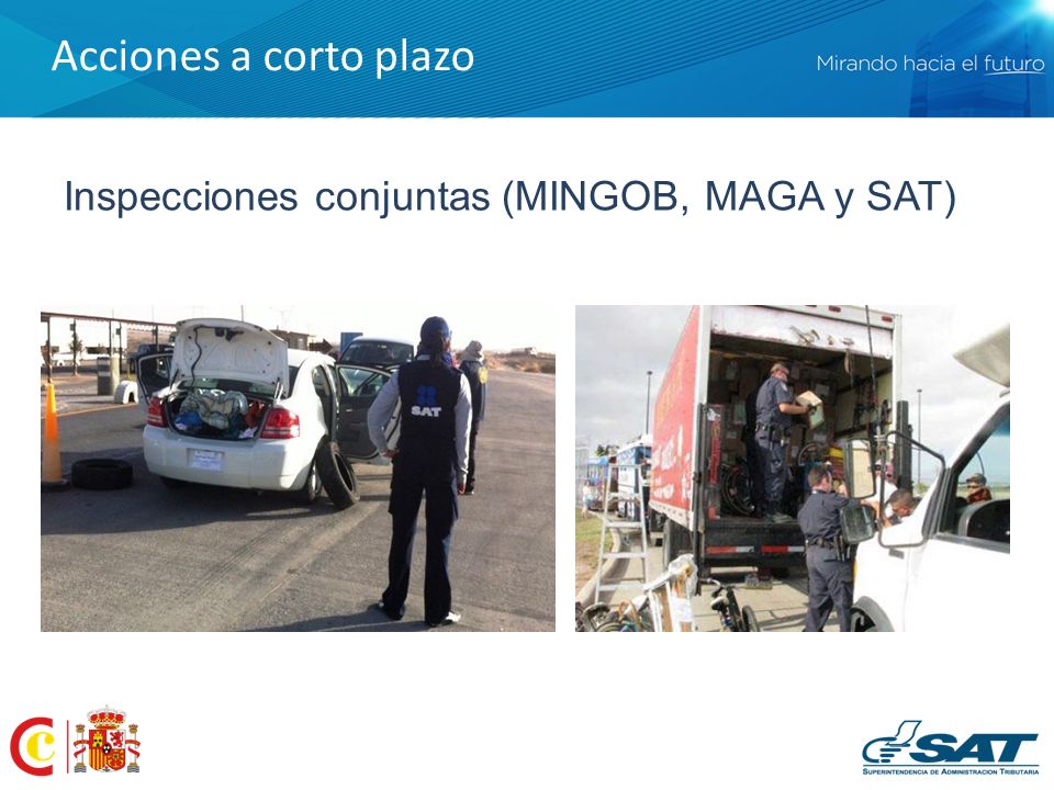 Acciones a corto plazo Inspecciones conjuntas (MINGOB, MAGA y SAT)