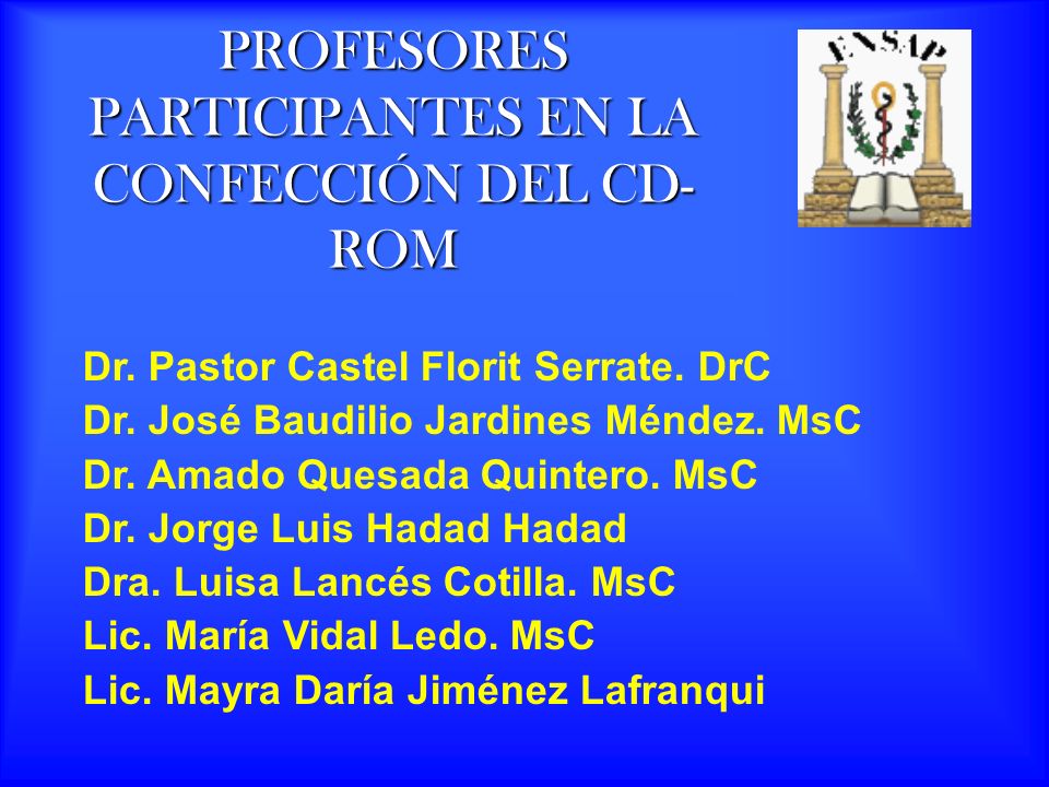 PROFESORES PARTICIPANTES EN LA CONFECCIÓN DEL CD-ROM