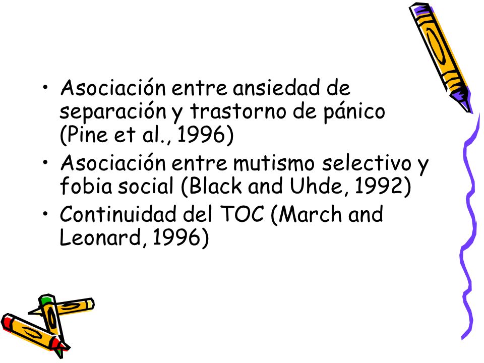Asociación entre ansiedad de separación y trastorno de pánico (Pine et al., 1996)
