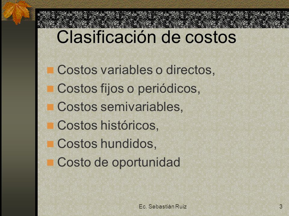 Clasificación de costos