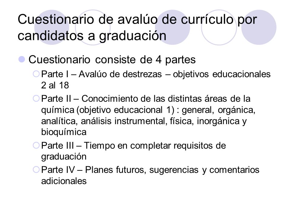 Cuestionario de avalúo de currículo por candidatos a graduación