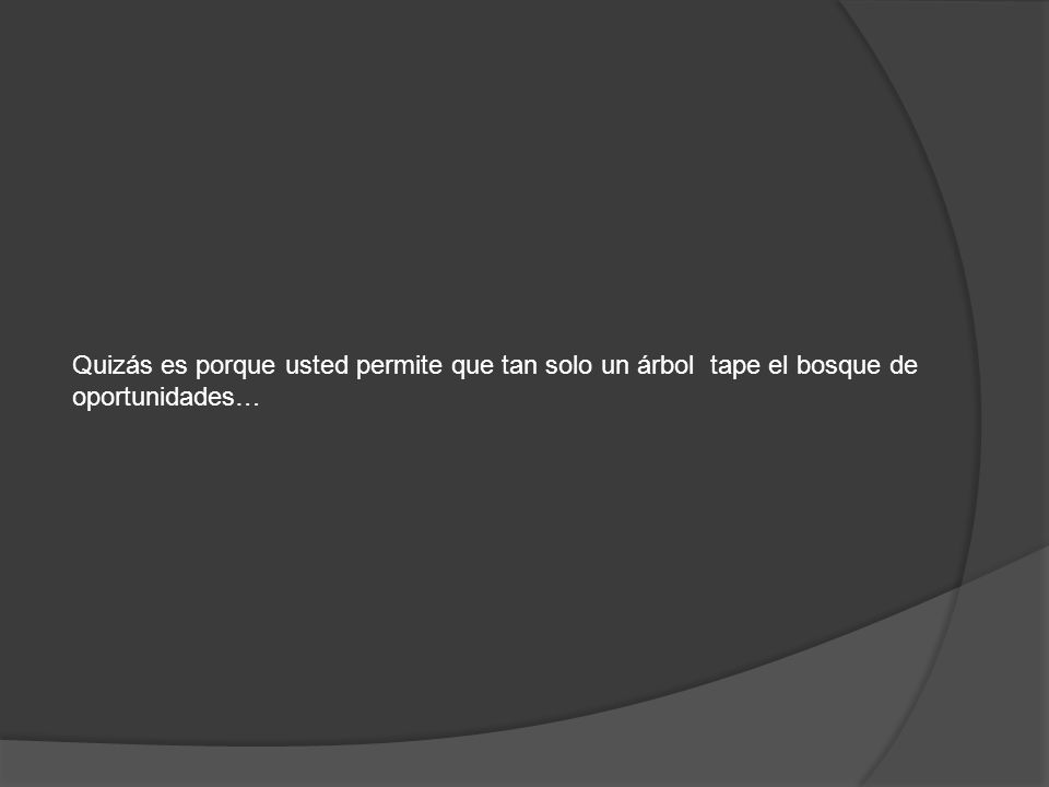 Quizás es porque usted permite que tan solo un árbol tape el bosque de oportunidades…
