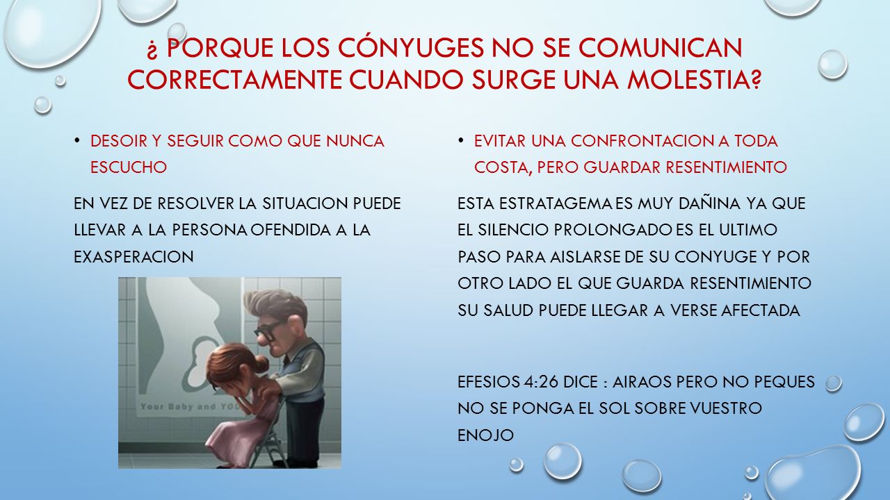 ¿ Porque los cónyuges no se comunican correctamente cuando surge una molestia