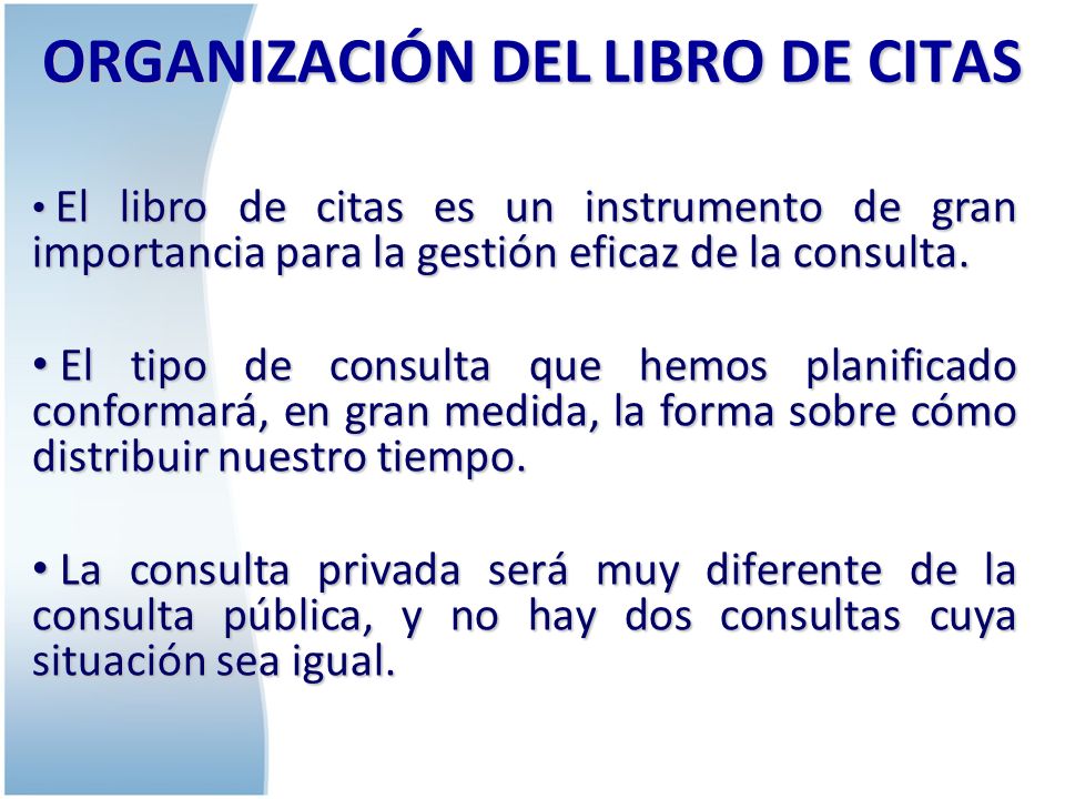 ORGANIZACIÓN DEL LIBRO DE CITAS