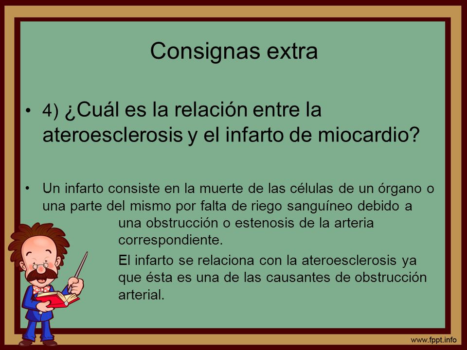 Consignas extra 4) ¿Cuál es la relación entre la ateroesclerosis y el infarto de miocardio