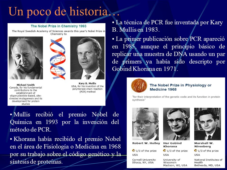 Un poco de historia… La técnica de PCR fue inventada por Kary B. Mullis en