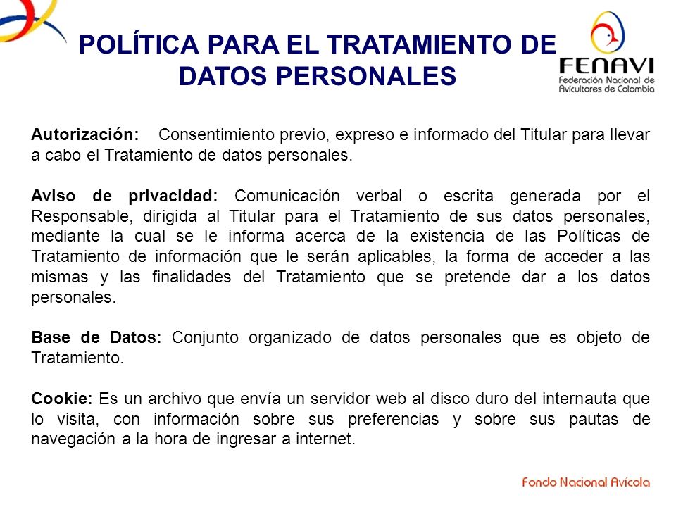 POLÍTICA PARA EL TRATAMIENTO DE DATOS PERSONALES - ppt descargar