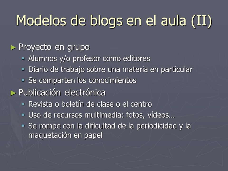 Modelos de blogs en el aula (II)