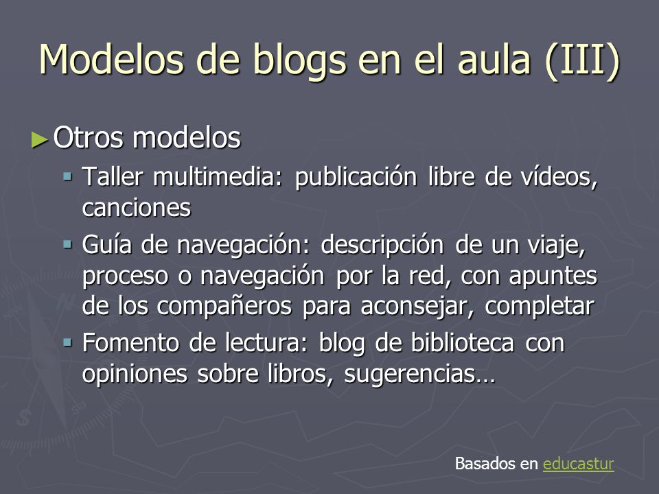 Modelos de blogs en el aula (III)