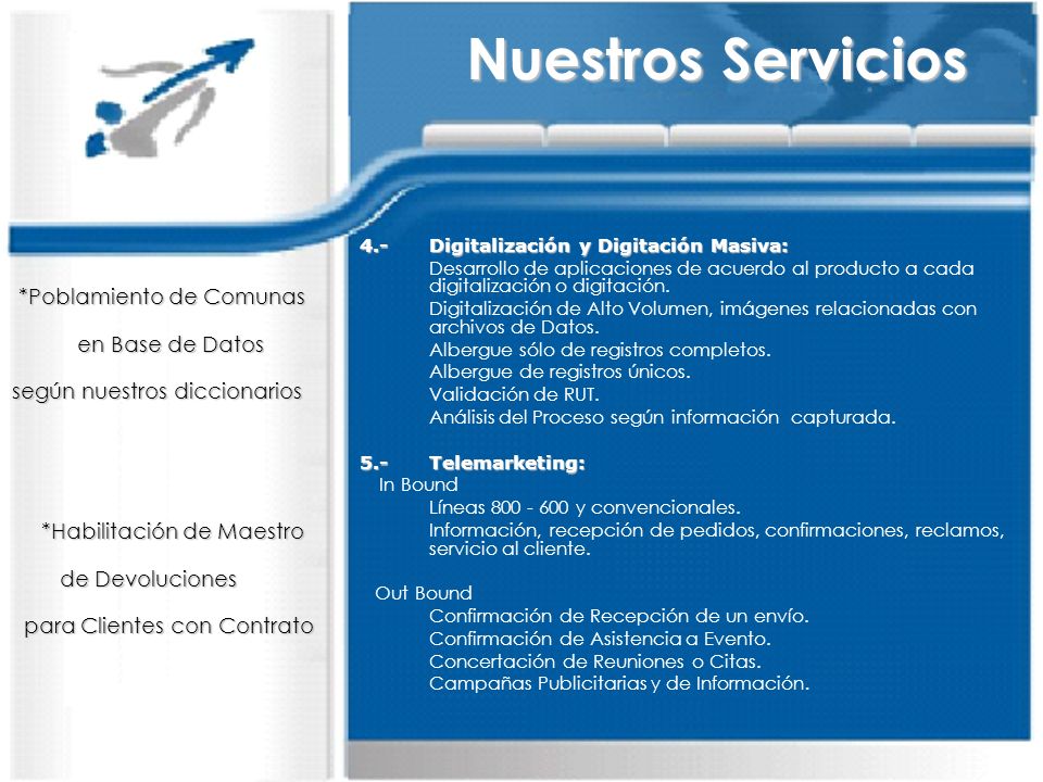 Nuestros Servicios *Poblamiento de Comunas en Base de Datos
