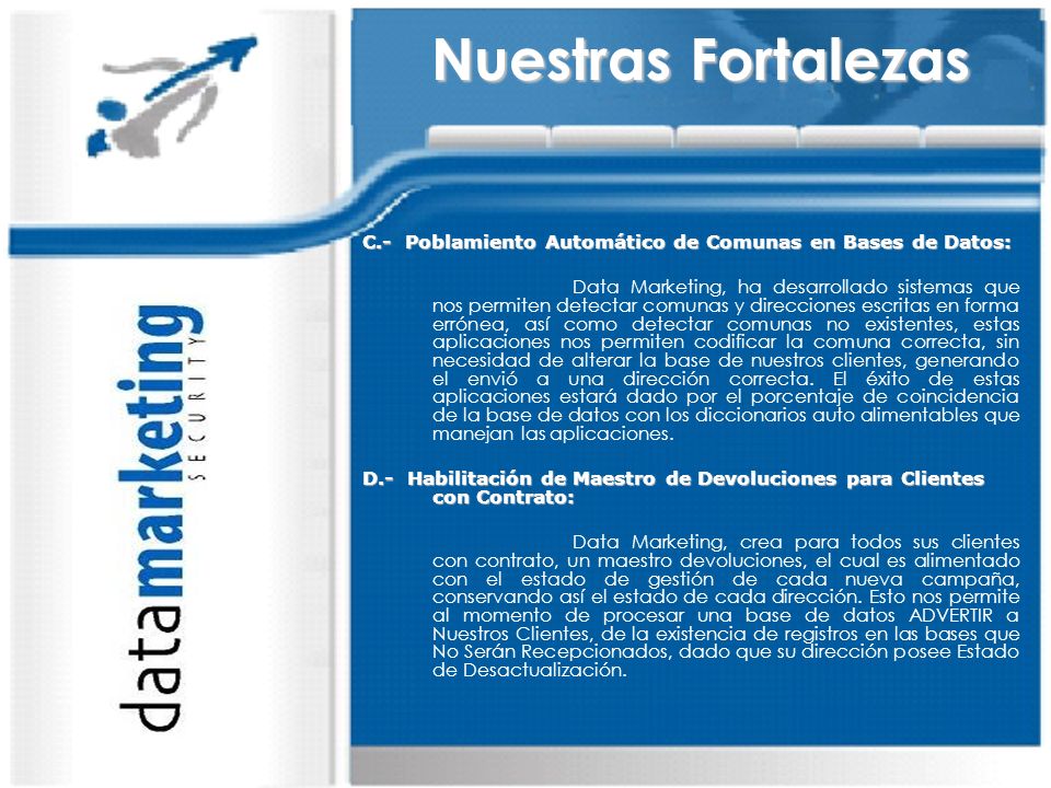 Nuestras Fortalezas C.- Poblamiento Automático de Comunas en Bases de Datos: