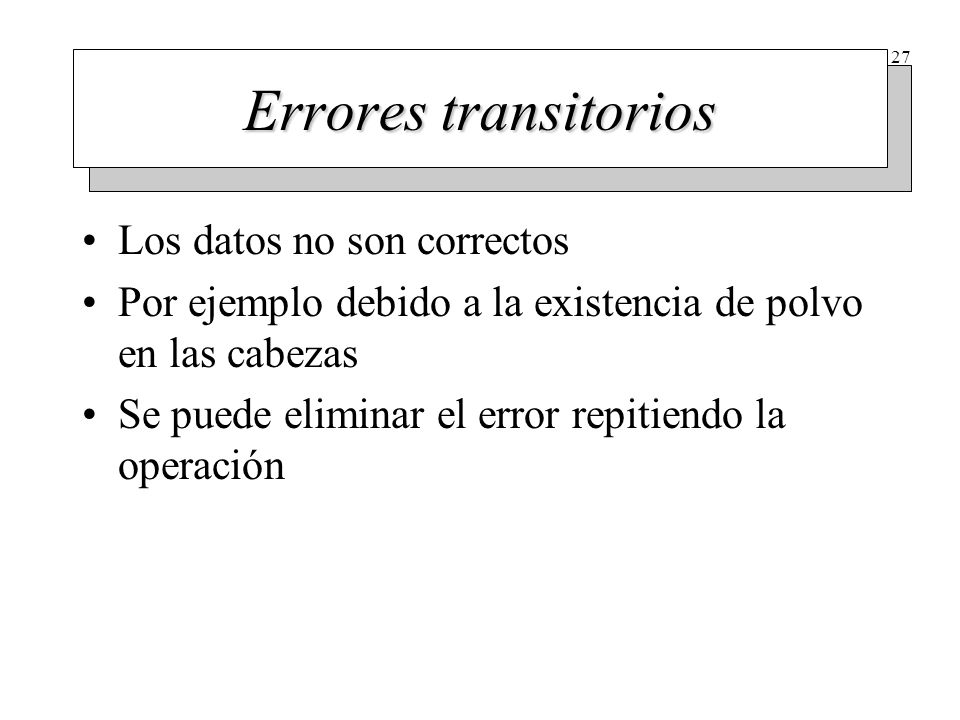 Errores permanentes Marcar bloques como inservibles