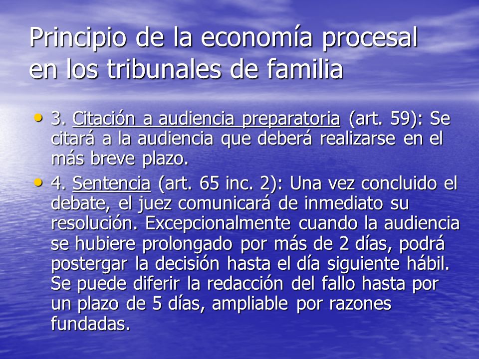 Principio de la economía procesal en los tribunales de familia