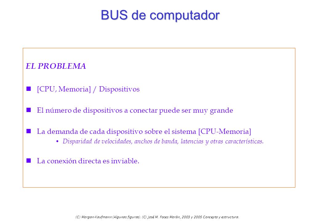 BUS de computador EL PROBLEMA [CPU, Memoria] / Dispositivos
