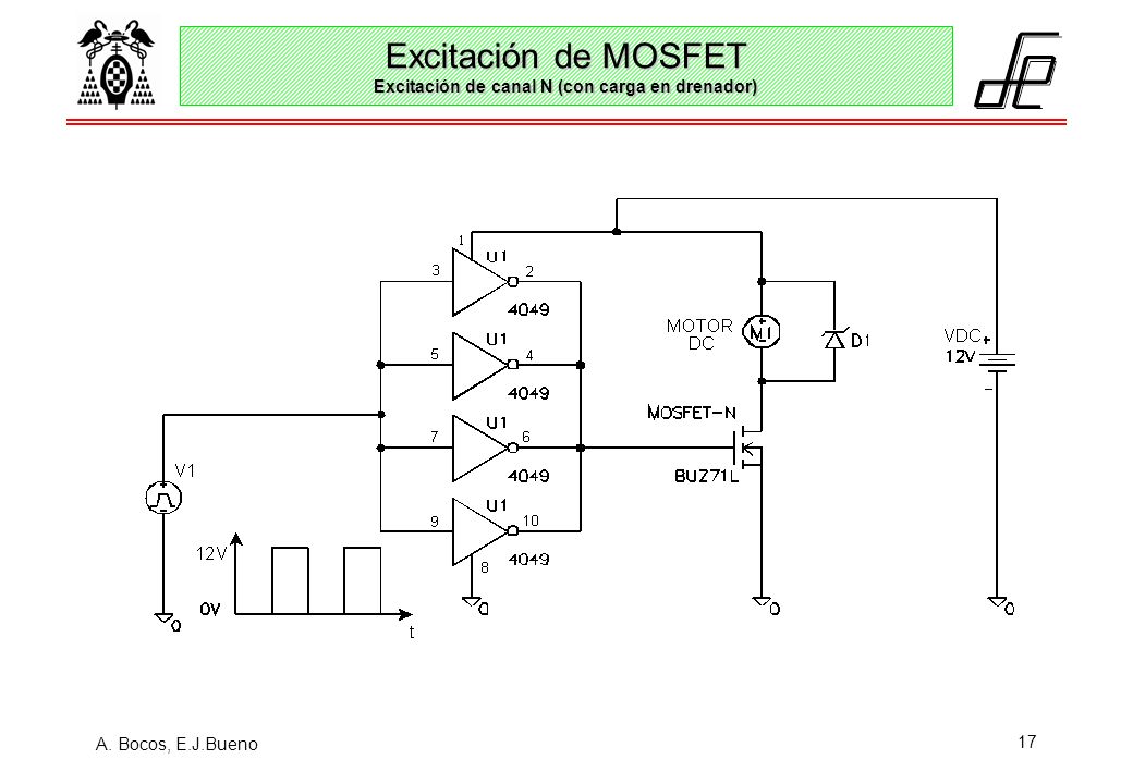 Excitación de MOSFET Excitación de canal N (con carga en drenador)